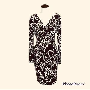 NWOT Carlisle Abstract Animal Print Dress Cream/Black Size 6